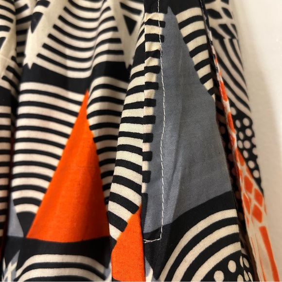 Vibrant Orange and Black Geometric Patterned Women's Wax Skirt - Picture 8 of 9